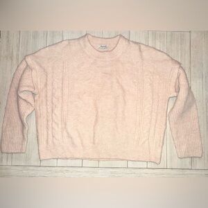 Madewell Cable Havener Pullover Sweater in light/powder heather